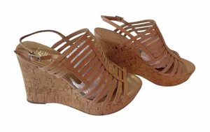 Franco Sarto Brown Strappy Wedge Sandals Size 8 thumbnail 1