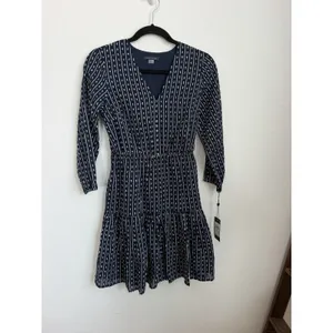Tommy Hilfiger Women's Petite Long Sleeve Tie Tiered Skirt 3/4 Sleeve Blue $119 thumbnail 3