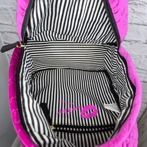 Luv Betsey Johnson Magenta Velvet Quilted Star Mini Backpack Hot Pink Y2K Purse thumbnail 10