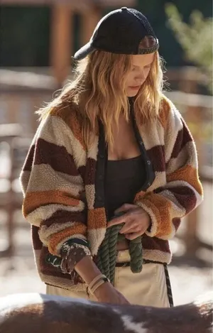 FREE PEOPLE Movement Hit The Slopes Printed Fleece Jacket in Multi Size X-Large thumbnail 1