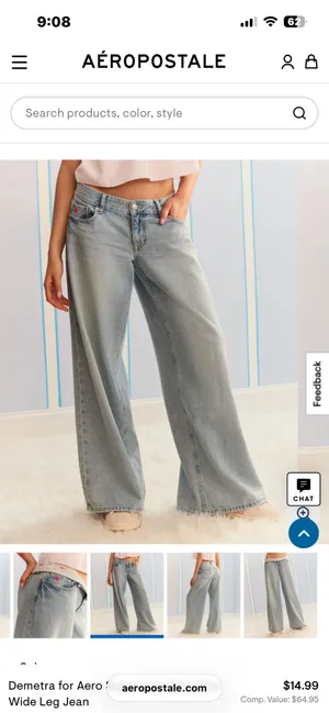 Aeropostale Demetra Super Low Rise Ultra Wide Leg Jeans thumbnail 2