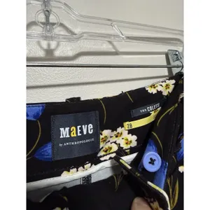 Maeve Anthropologie Colette Black Floral Wide Leg Crop Pants Size 28 thumbnail 4