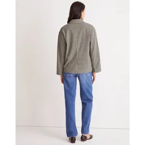 Madewell Houndstooth Plaid Soft Knit Stretch Oversized Blazer Jacket Womens S thumbnail 12