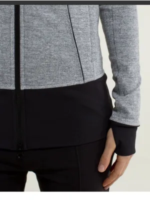Lululemon Nice Asana Heathered Heringbone Grey Mock Neck Zip Up Jacket Size 6 thumbnail 14