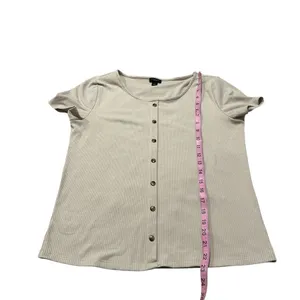 ANN TAYLOR beige ribbed top thumbnail 2