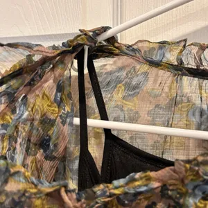 Natural Life Floral Sheer Romantic Boho Dress with Slip‎ Lining Small Blue Brown thumbnail 6