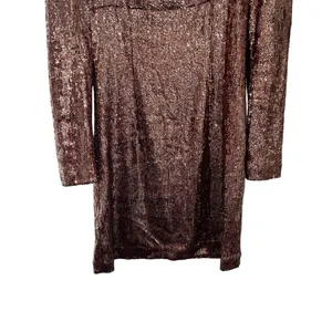 INTERMIX Hilary Rose Gold Sequin Square Neck Long Sleeve Mini Dress Size 0 thumbnail 8