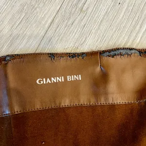 Brown Suede Knee-High Boots with Embroidered Pattern by Gianni Bini thumbnail 4