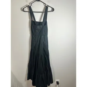 Banana Republic Black Cotton Tencel Tiered Maxi Dress Petite‎ 2 Smocked Back thumbnail 3