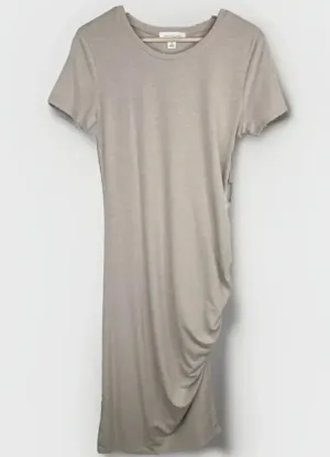 Treasure & Bond Women's Beige Oatmeal Ruched Side T-Shirt Midi Dress Size M thumbnail 1