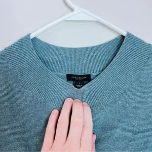 Ann Taylor Blue Crew Neck Sweater Ribbed Knit thumbnail 2