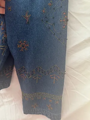 New Direction Vintage Boho Denim Jacket with Embroidery - Dark Blue thumbnail 5