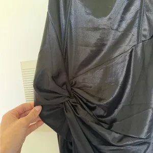 Peppermayo Black Satin Evening Gown - Elegant Ruched Maxi Dress thumbnail 3