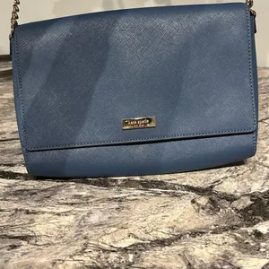 Kate Spade Blue Crossbody Bag gold hardware strap chain with leather thumbnail 5