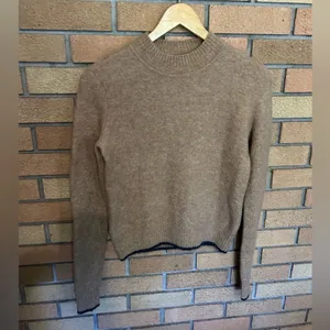 Vince Contrast Tip Wool Alpaca Blend Crew Neck Long Sleeve Sweater Brown Size S thumbnail 3