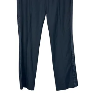 Zara Dress Pants Womens M Black Pleated Straight Leg Minimalist Classic Career thumbnail 3