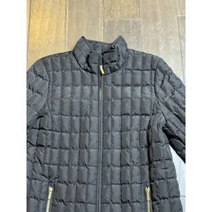J. Crew Black Quilted Down Zip Up Jacket Coat Women's Size‎ Medium Black Classic thumbnail 4