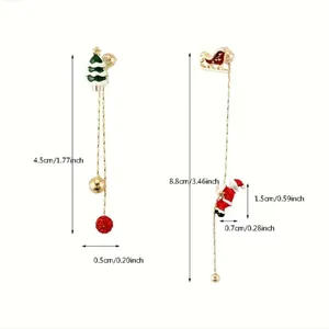 Santa Claus Threader Earrings Cute Retro Asymmetrical Climbing Santa Claus‎ thumbnail 8