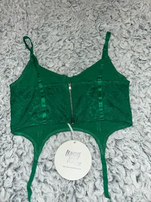 Princess Polly NWT Emmanuel Lacy Corset Top Green Adjustable Straps thumbnail 6