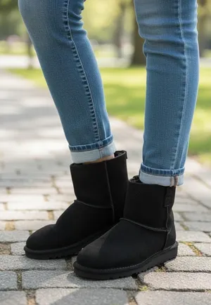 Ugg Ankle Boots Women's Black Classic‎ Unlined Mini Cozy Casual Size 6 thumbnail 1