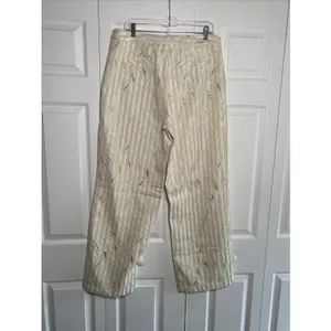 Porridge Gold Stripe Wide Leg‎ Pants Womens Size 10 White Jacquard High Rise thumbnail 5