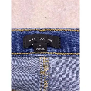 Ann Taylor Flare Jeans‎ Women 4 Blue Patch Pocket High Rise Denim Classic thumbnail 2