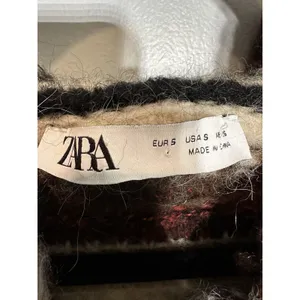 ZARA Sweater Chunky Navajo Nordic Southwestern Crop Hood Alpaca Wool Size Small thumbnail 3