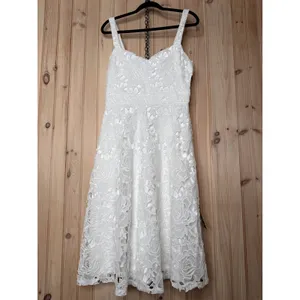 NWT Lulus Divine Beauty White Lace Midi Dress With Pockets Classy Elegant Size L thumbnail 2