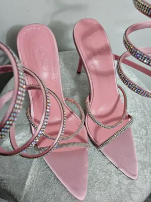 Pink Rhinestone Spiral Stiletto Heels 💎 Satin Pointed Toe | Size 8 | CG Logo)B14 thumbnail 8