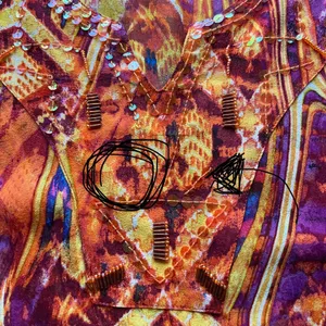 Chicos Blouse Womens Size 2 Large Multicolor Silk Sheer Beaded Tunic Top Boho thumbnail 14
