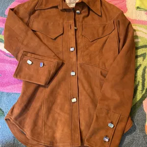 NEW Size XS Free People Dancassab Maria 100% Leather Handmade Jacket Suede brown thumbnail 4