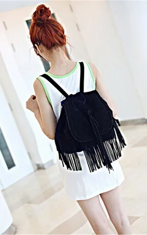 Black Leather Fringe Purse thumbnail 4
