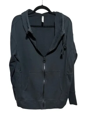 Fabletics‎ Black Zip Up Hoodie Fleece Lined Size M thumbnail 1
