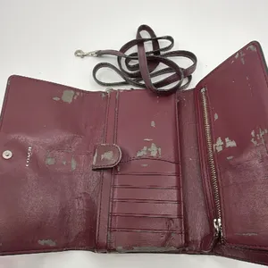 Coach Convertible Wallet Burgundy Pebbled Leather Wallet thumbnail 6