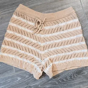 Aerie Beige and White Knit crochet Stripe sweater Shorts size XXS EUC thumbnail 1