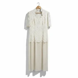 Vintage‎ Scott McClintock Ivory Cream Lace Pleated Dress Evening Gown Size 14 thumbnail 14