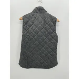 Old Navy Gray Quilted Vest Women Sz M Full Zip Winter Neutral Minimal‎ Lined thumbnail 2