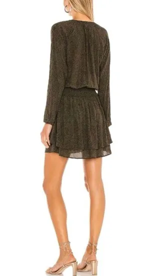 Rails Jasmine Olive Speckled V-neck Long Sleeve Smocked Waist Mini Dress Size L thumbnail 2