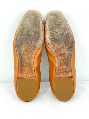 Vince Kali Gathered Ruched Camel Tan Soft Nappa Leather Ballet Flat US 7.5 thumbnail 8