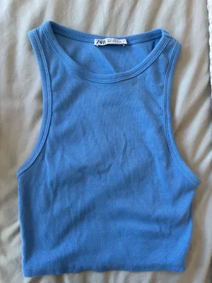 Zara Women's Cropped Blue Tank Top thumbnail 1