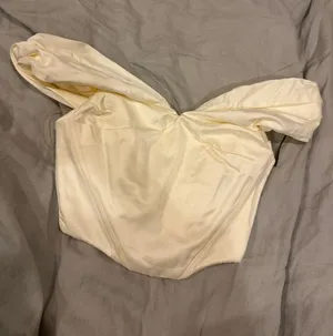 Cream off the shoulder corset top thumbnail 1