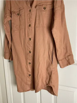 The Drop Spreadfashion Long Sleeve Twill Utility Shacket Dress thumbnail 3