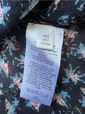Free People Jenna Top Printed Long Sleeve Blouse Size Small Black Blue White thumbnail 12