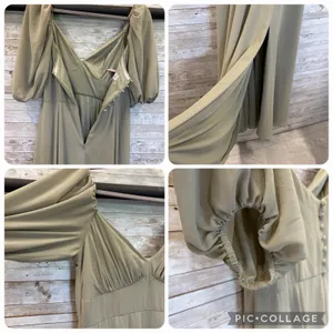 DB Studio Celebrate Womens 8 Maxi Dress Sage Green Leg Slit Sweetheart Neckline‎ thumbnail 7
