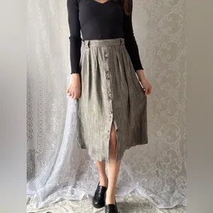 Vintage 90s Button Front Midi Skirt Norton McNaughton Size 8 thumbnail 5