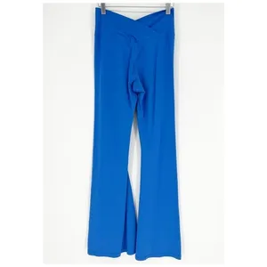 Aerie Real Me Crossover Waist Flare Leggings Women's L Blue Pilates Princess thumbnail 3