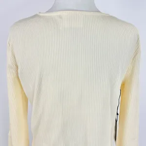 Callahan New Open Front Ring Bell Sleeve Ribbed Vera Top Creme thumbnail 14