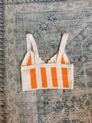 Sandro crochet orange cream crop tank top 0 thumbnail 6