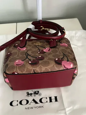 Coach City Mini Tote Bag In Signature Canvas With Cherry Print With Matching Wallet thumbnail 6