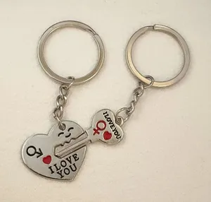 Key Love Heart Keychain Charm for Men Women Car Keychain Key Ring Bag Charm thumbnail 1